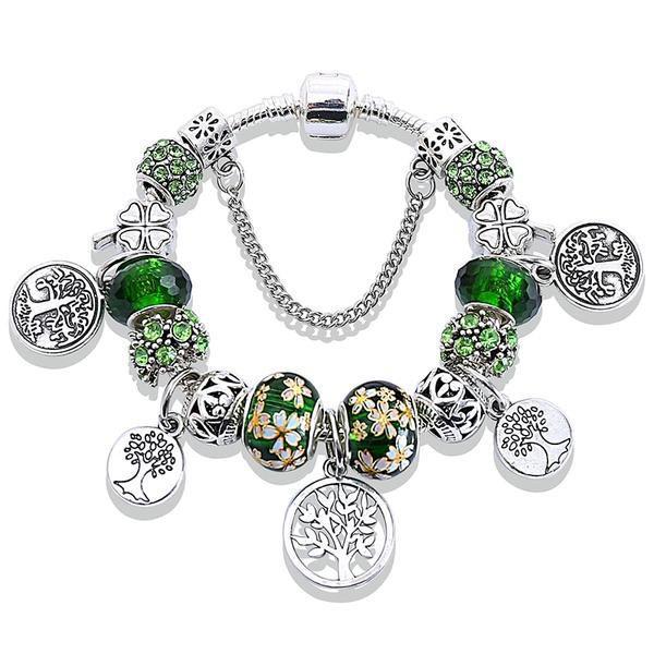 Infinite Wisdom of the Tree of Life Silver Plated Charm Bracelet